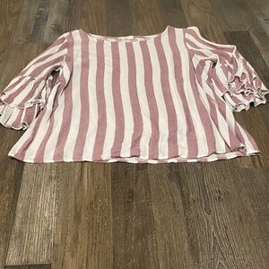 ODDY Pink and White Striped Blouse